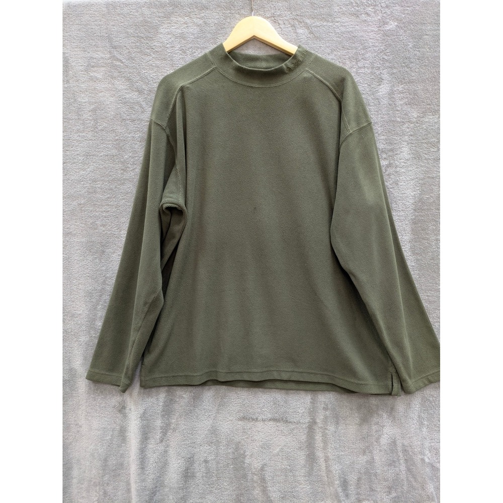 Gorpcore Mock Neck Fleece Pullover Mens XL Columbia Green Ribbed Textured Top